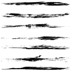 Brush Stroke Collection . Grunge lines . Vector stripes . Distressed Black dividers . set of dirty Textured shape .scratches for your design.