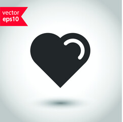 Heart vector icon. Love heart flat sign design. Valentines day heart icon. Add or delete remove heart icon. EPS 10 flat symbol pictogram