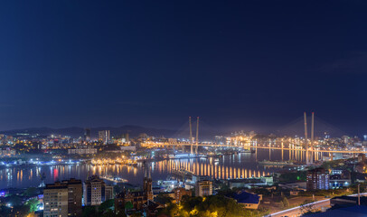 Fototapeta na wymiar Vladivostok cityscape skyline at night.