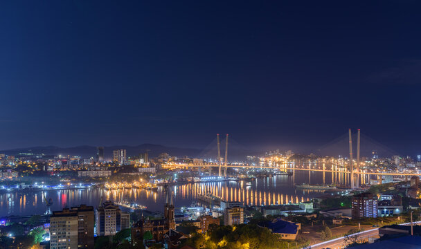 Vladivostok cityscape skyline at night.