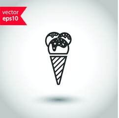 Ice Cream vector icon. Studio background. EPS 10 vector sign. Icecream flat sign design. Ice cream symbol pictogram