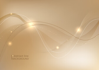 Light gold abstract lines waves background. Vector illustration.