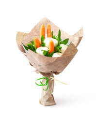 Bio Bouquet aus Karotten und Knoblauch