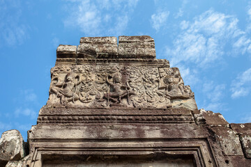 Naklejka premium Ruins of Bayon Temple, Angkor Wat complex, Siem Reap, Cambodia.