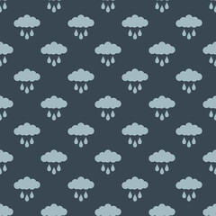 seamless pattern with clouds and raindrops