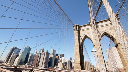 Brooklyn bridge ,wide range low angle with good weather - Powered by Adobe