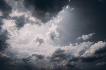 dark storm clouds with background,Dark clouds before a thunder-storm.