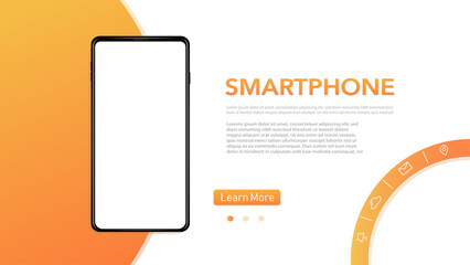 Realistick smartphone mockup can be a template for infographics or presentation of interface.views. Vector mobile device concept. Frame less smartphone. Vector Illustration UI UX design
