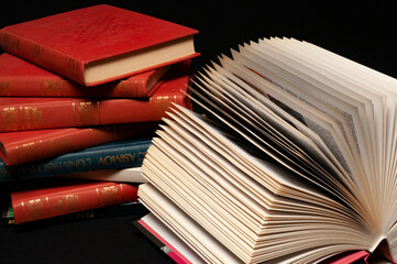 stack of old books