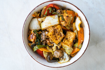 Tofu with Black Bean Sauce and Vegetables.