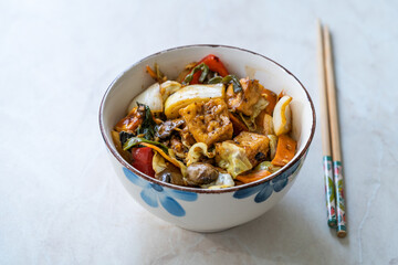 Tofu with Black Bean Sauce and Vegetables.