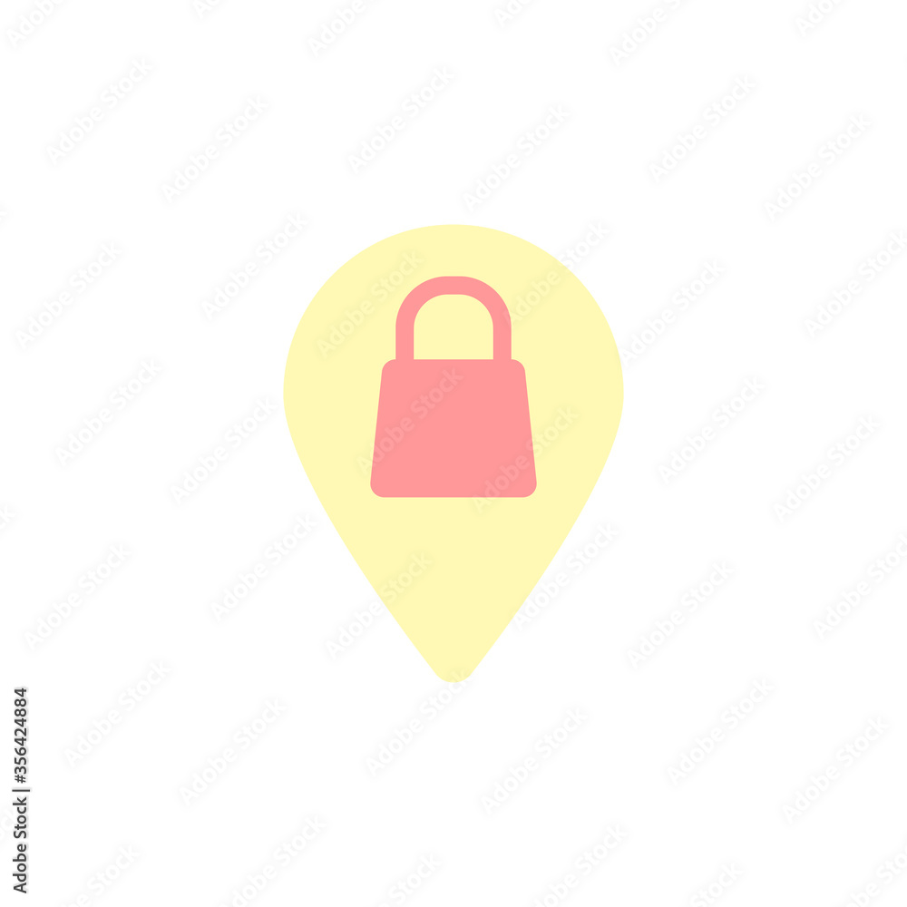 Poster location pin, package icon. simple color vector elements of shopping center icons for ui and ux, web