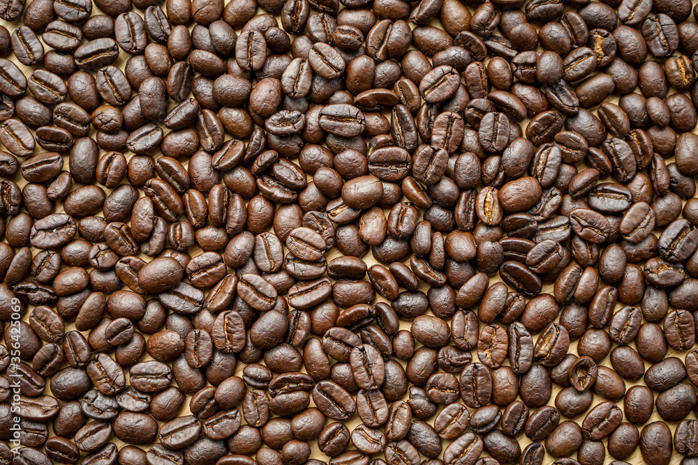 Wall mural roasted coffee beans background