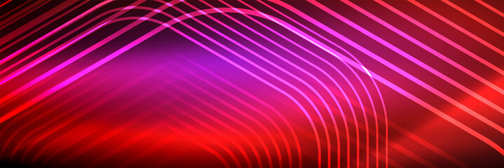 Shiny neon lines, stripes and waves, technology abstract background. Trendy abstract layout template for business or technology presentation, internet poster or web brochure cover, wallpaper