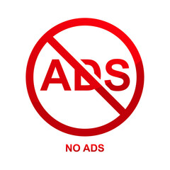 No ads sign isolated on white background vector illustration.