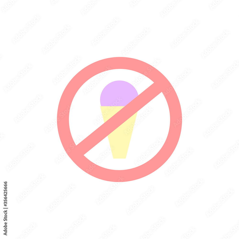 Poster sign, no ice cream icon. simple color vector elements of shopping center icons for ui and ux, websit