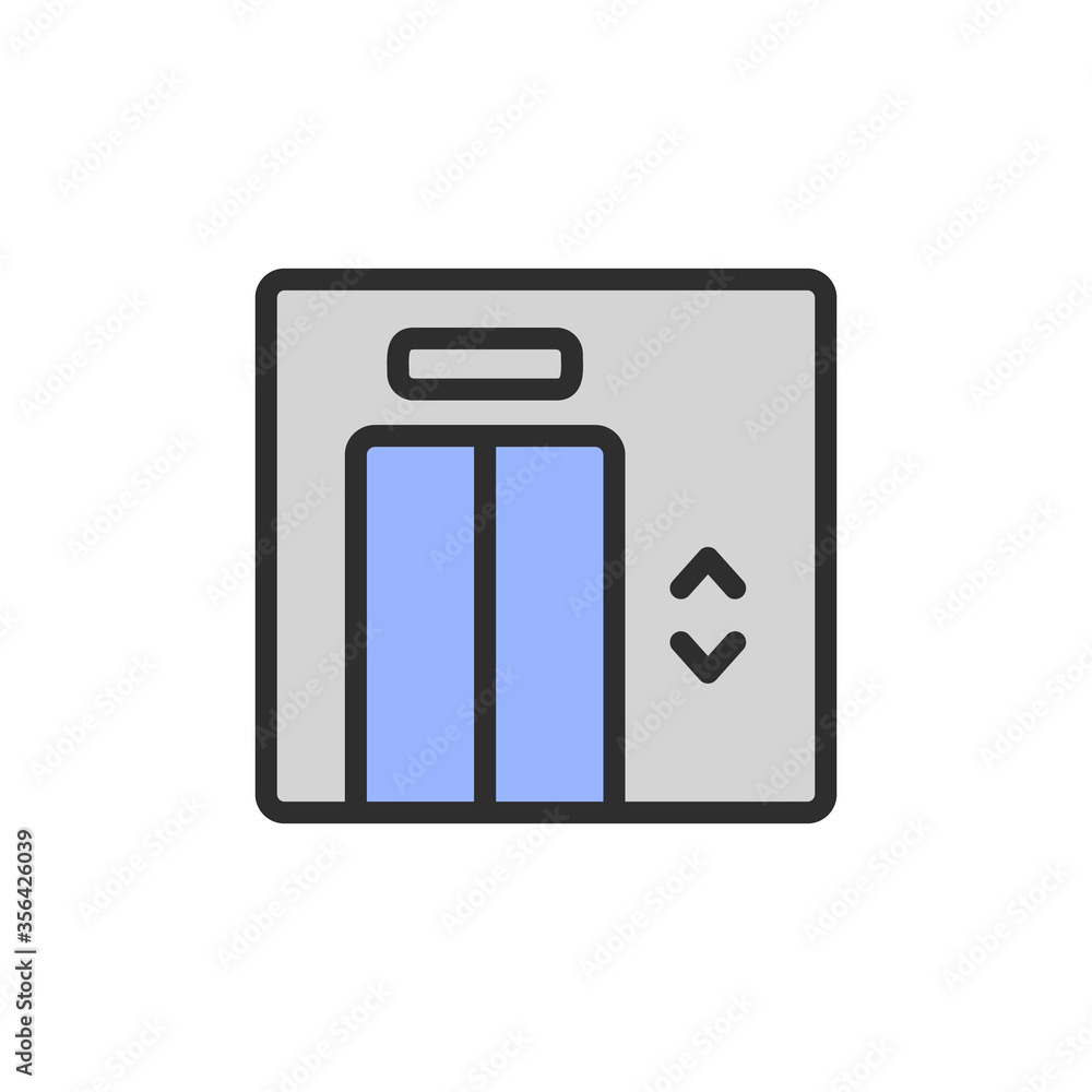 Poster elevator, technology icon. simple color with outline vector elements of shopping center icons for ui