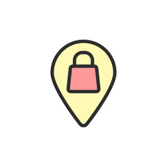 Location pin, package icon. Simple color with outline vector elements of shopping center icons for ui and ux, website or mobile application