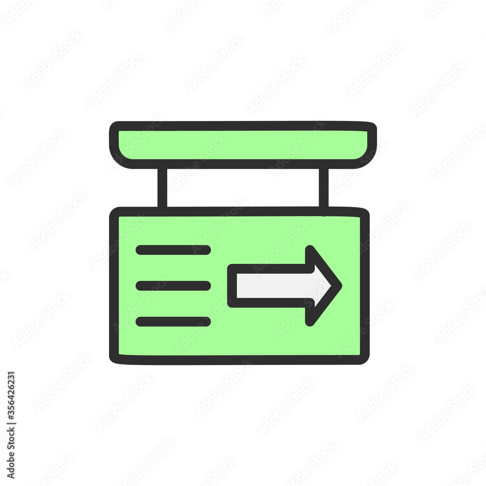 Poster signboard, arrow icon. simple color with outline vector elements of shopping center icons for ui and