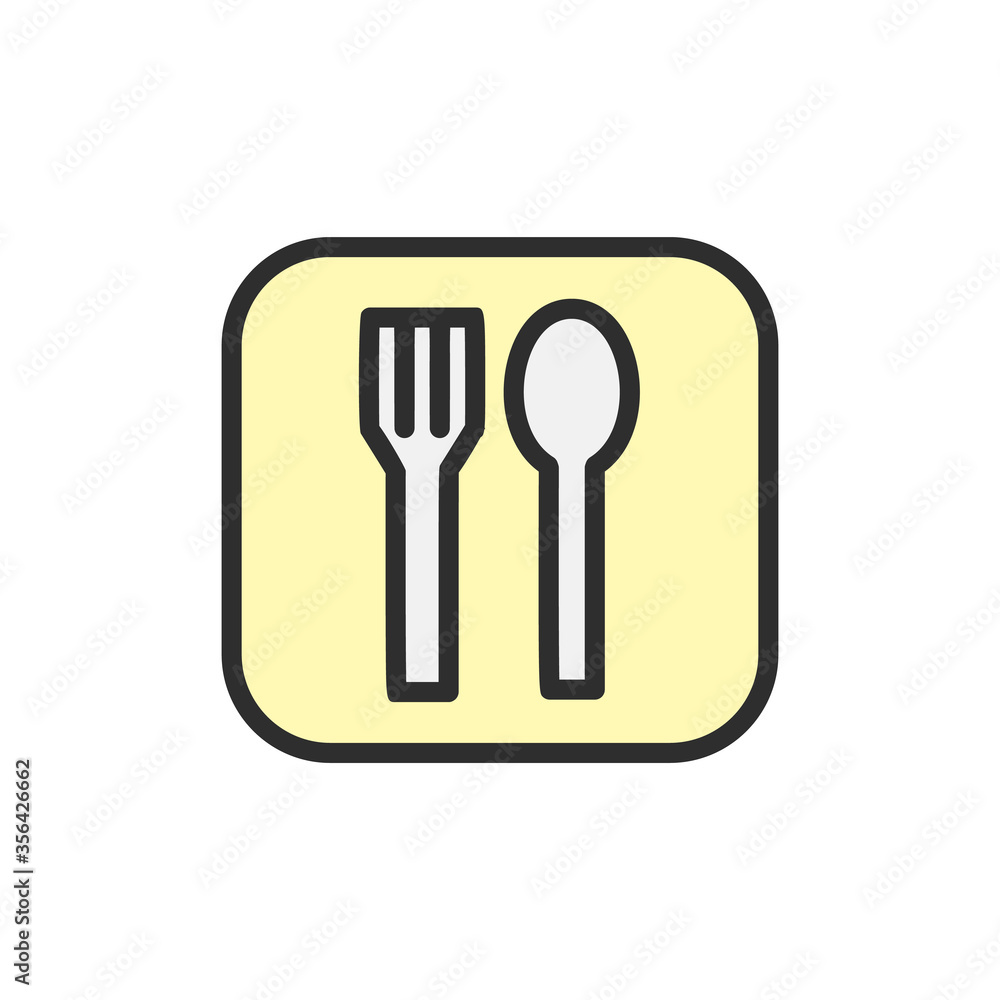 Poster sign, fork, spoon icon. simple color with outline vector elements of shopping center icons for ui an