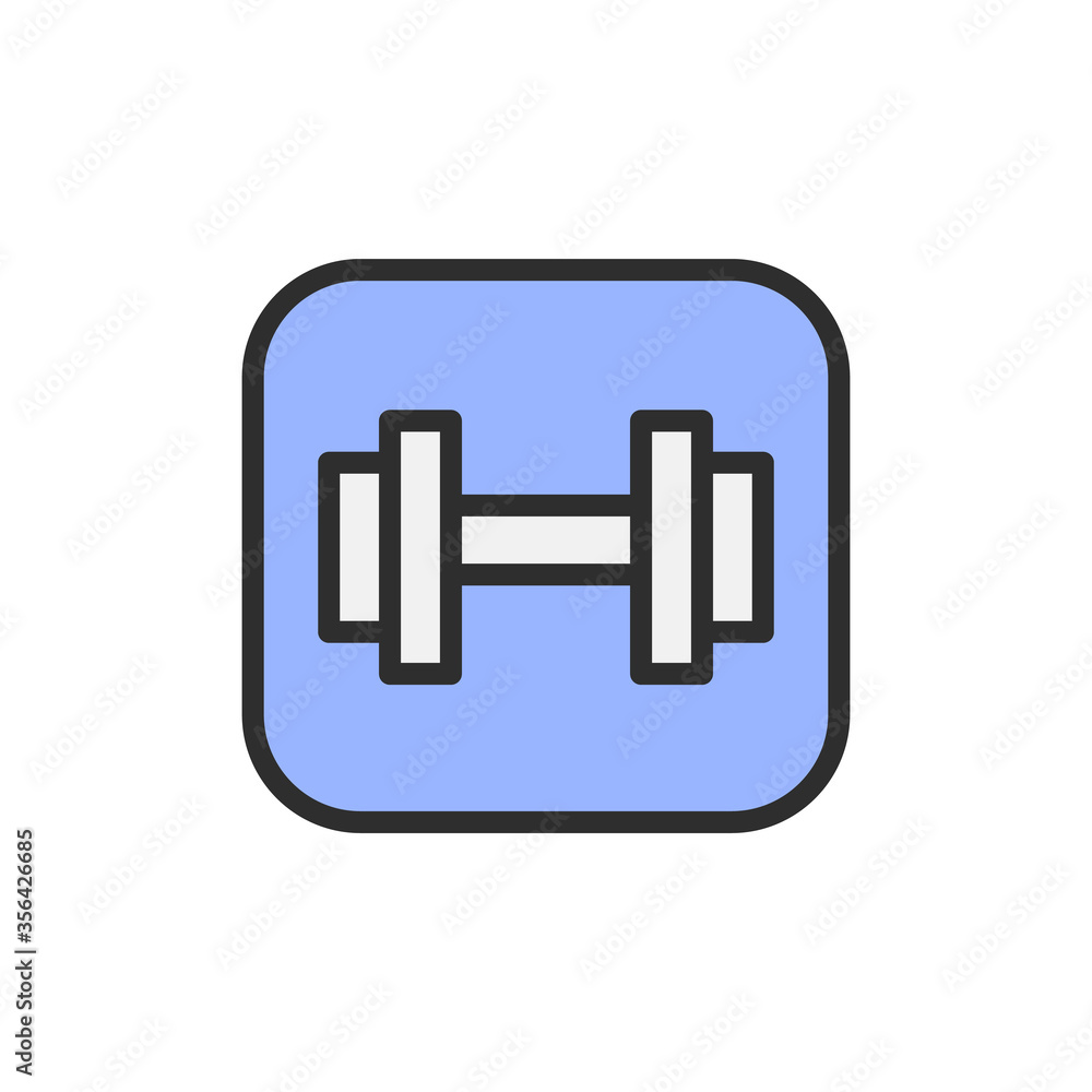 Poster sign, dumbbell icon. simple color with outline vector elements of shopping center icons for ui and u