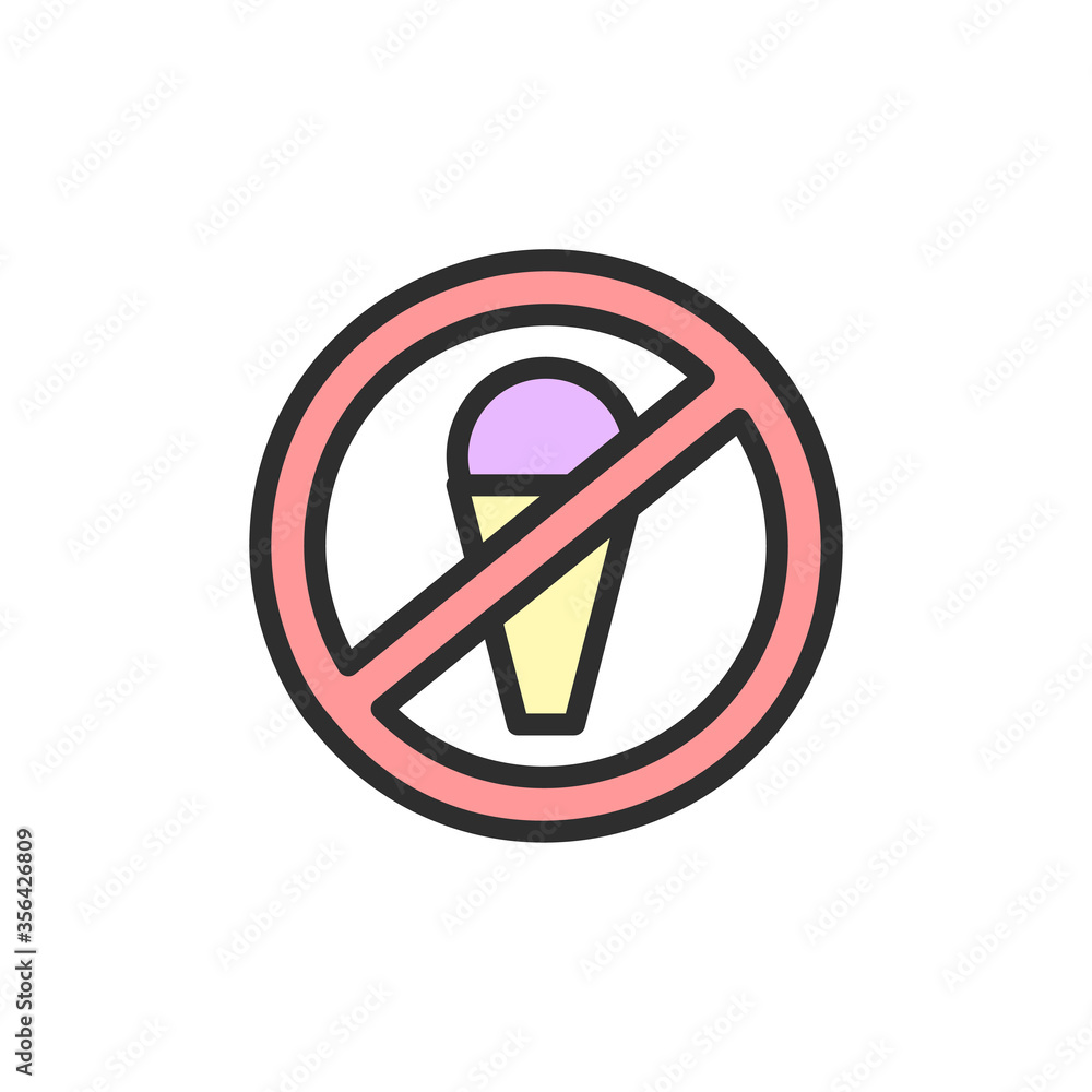 Poster sign, no ice cream icon. simple color with outline vector elements of shopping center icons for ui a