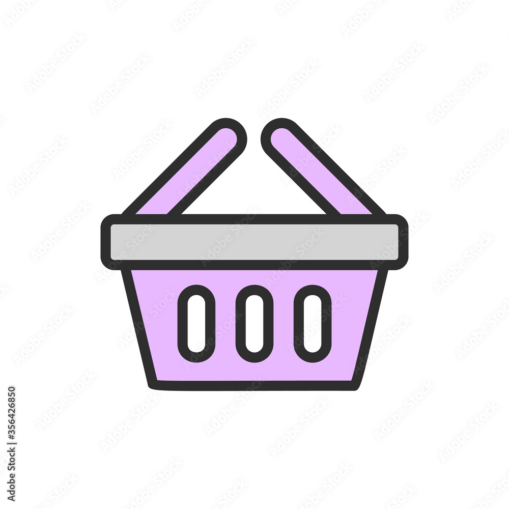 Poster food basket, mall icon. simple color with outline vector elements of shopping center icons for ui an