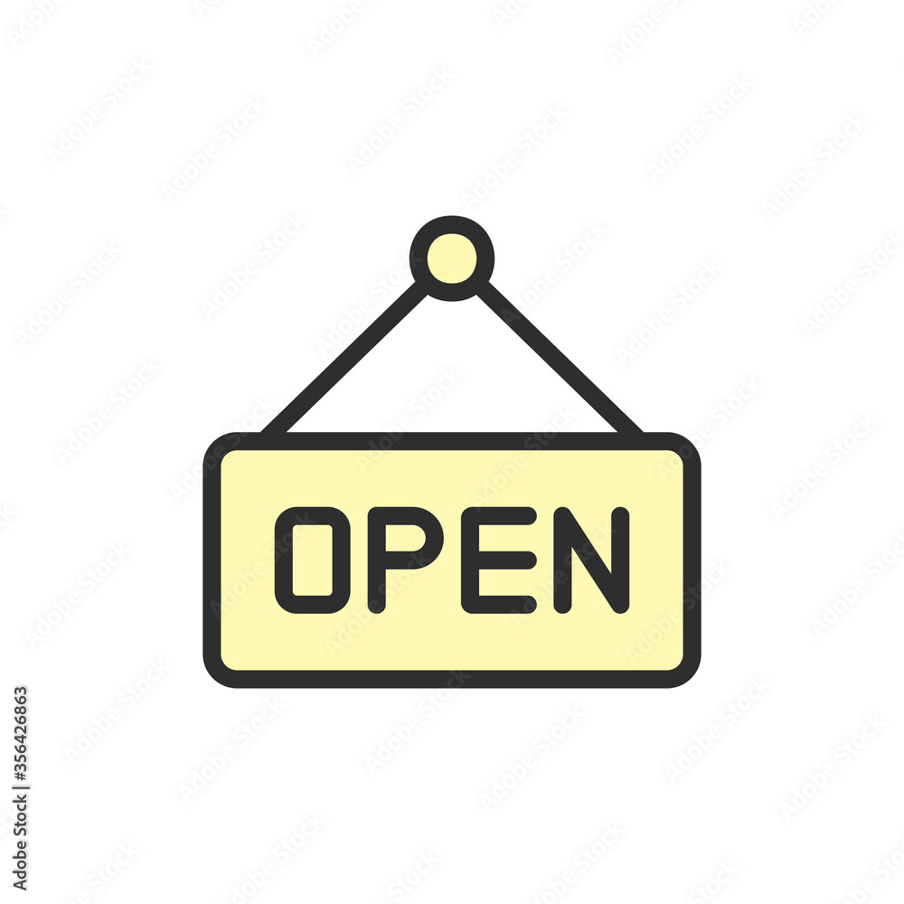 Poster sign, open icon. simple color with outline vector elements of shopping center icons for ui and ux, w