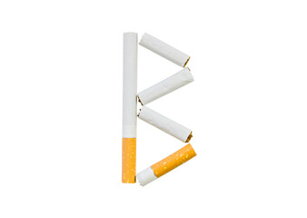 Cigarettes folded in the shape of the letter 