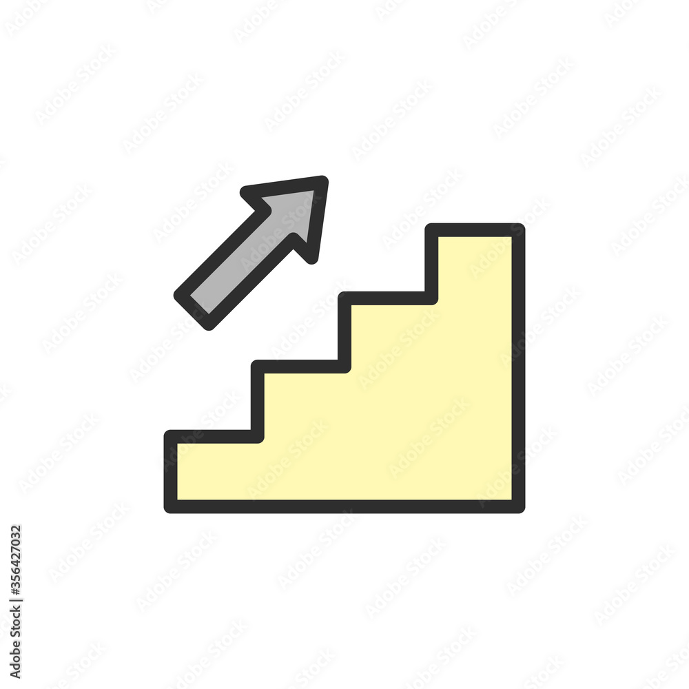 Poster stairs, arrow icon. simple color with outline vector elements of shopping center icons for ui and ux