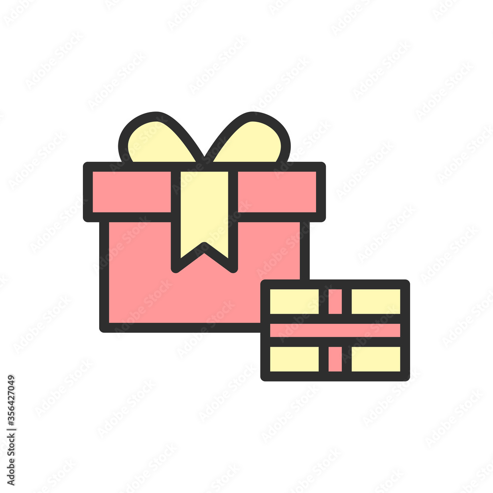 Aufkleber gift, box, card icon. simple color with outline vector elements of shopping center icons for ui and 