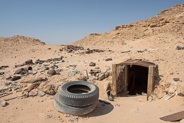 Old abandoned military bunker in the african desert