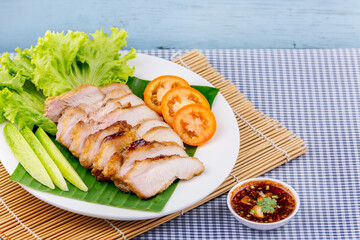 Grilled pork slice tasty food