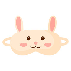 Children sleep mask rabbit on white background. Face mask for sleeping human isolated in flat style