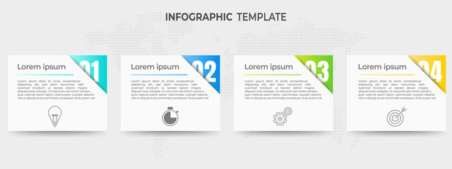 Modern elements timeline infographic 4 options with number and icon.