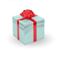 gift in a festive box with a ribbon , 3d render, isolate