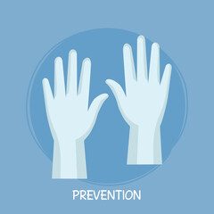 medical gloves, prevention for coronavirus covid 19 vector illustration design