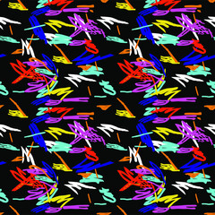 abstract seamless pattern with colorful stroke lines and white background