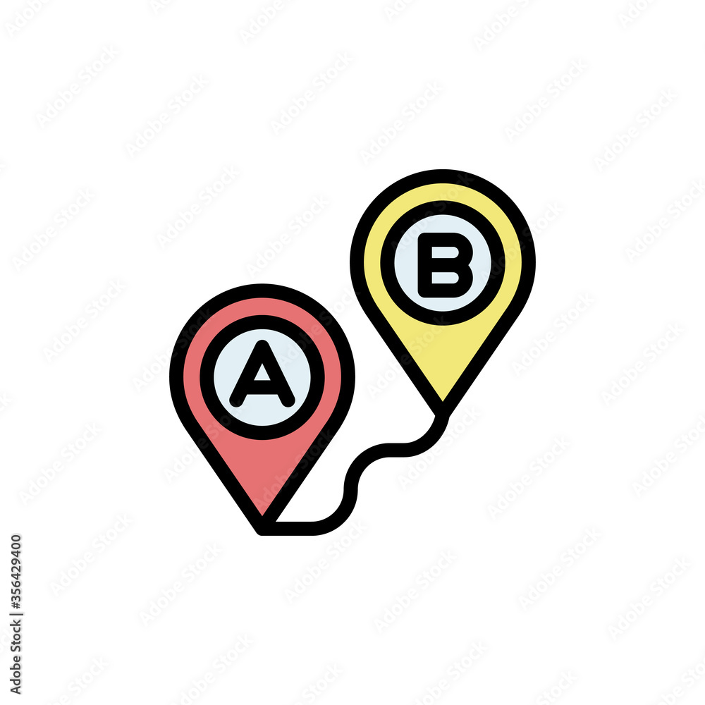Poster route, a, b, map icon. simple color with outline vector elements of navigation icons for ui and ux, 