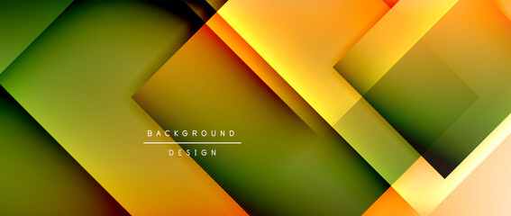 Square shapes composition, fluid gradient geometric abstract background. 3D shadow effects, modern design template