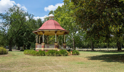 Historic rotunda (built 1911) in the beautiful botanic gardens in Benalla, Victoria, Australia. 