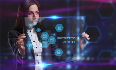 Business, Technology, Internet and network concept. Young businessman working on a virtual screen...