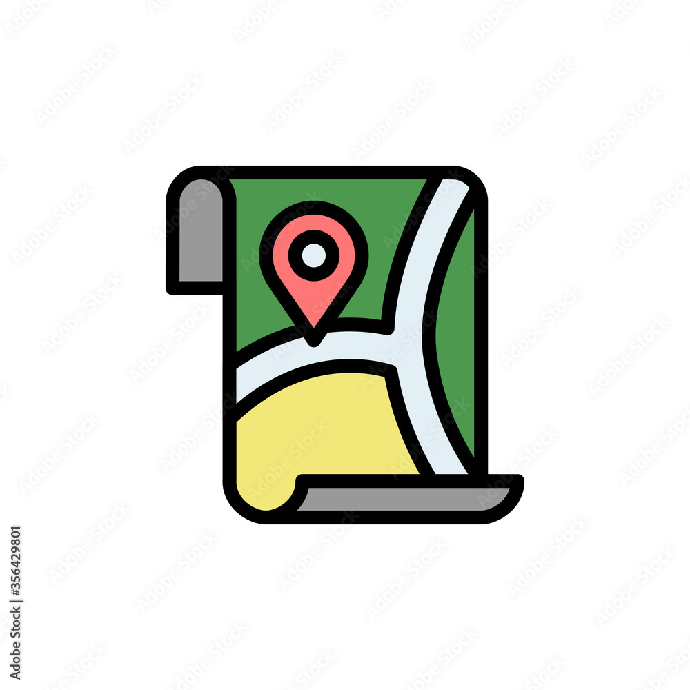 Poster gps, map icon. simple color with outline vector elements of navigation icons for ui and ux, website 