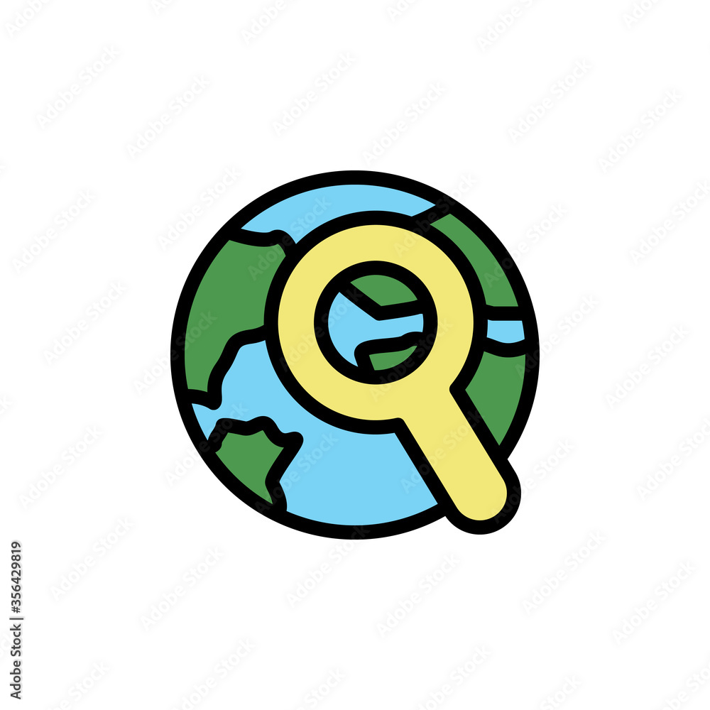 Poster earth, search icon. simple color with outline vector elements of navigation icons for ui and ux, web