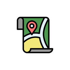 Gps, map icon. Simple color with outline vector elements of navigation icons for ui and ux, website or mobile application