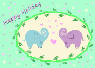 composition for greeting cards with a frame cute animals