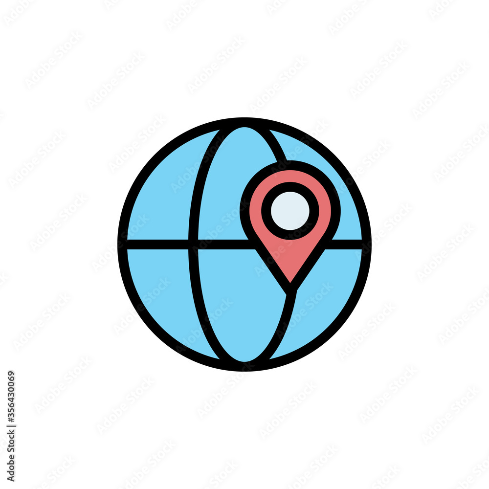 Poster earth globe, global icon. simple color with outline vector elements of navigation icons for ui and u