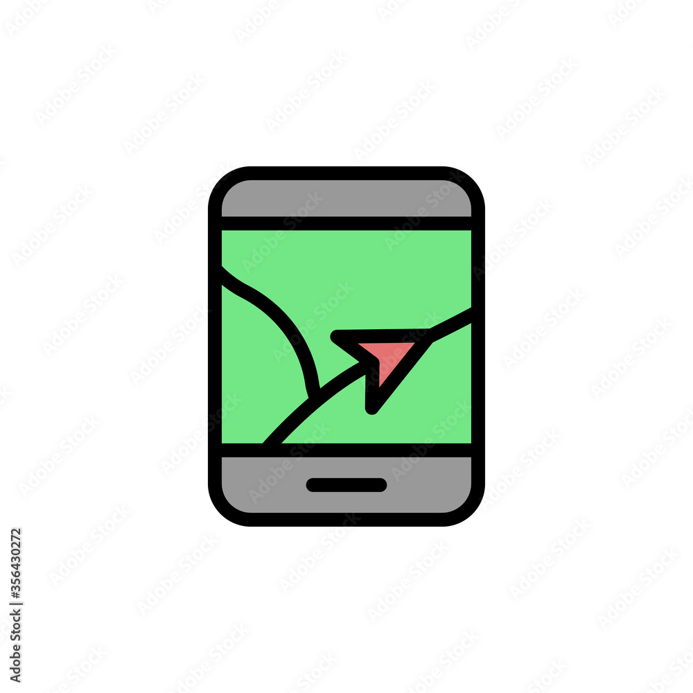 Poster gps, phone, map icon. simple color with outline vector elements of navigation icons for ui and ux, w
