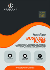 Orange and gray geometric brochure. Vector flyer design. A4 size layout