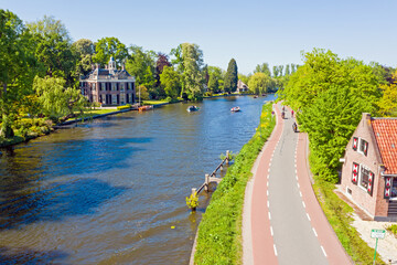 Aerial from the river Vecht in the countryside from the Netherlands